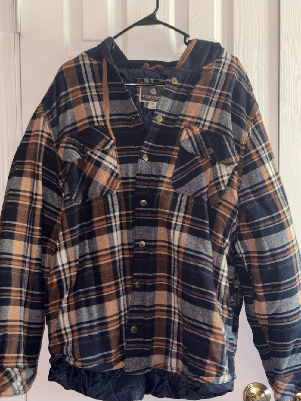 Men's Plaid Hooded Shirt Jacket - Black & Brown